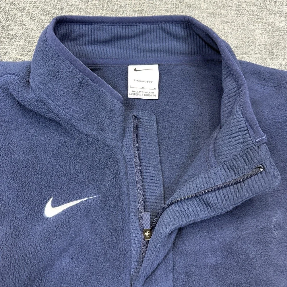 Nike Therma Fit Fleece Vest Mens Large Navy‎ 1/4 Zip Sleeveless DA4965-419 NWT